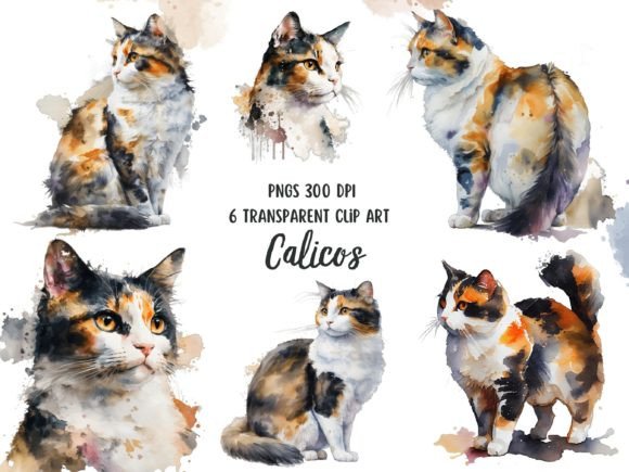 Download Calico Cats Watercolor Transparent Pngs - Color Collection
