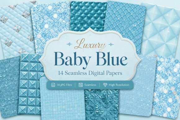 Download Luxury Baby Blue Digital Patterns - Luxury Collection