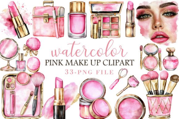 Download Watercolor Pink Make Up Clipart - Color Collection