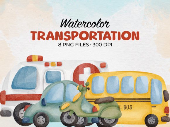Download Watercolor Transportation Clip Art - Color Collection