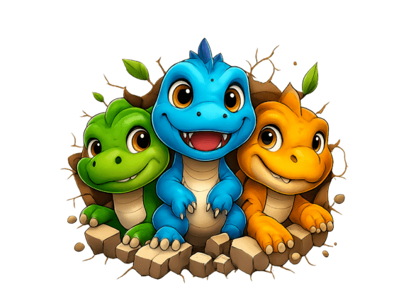 Download 3D Dinosaur Colorful Design Kids Png - Color Collection