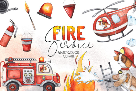 Download Fire Service. Watercolor Clipart - Color Collection