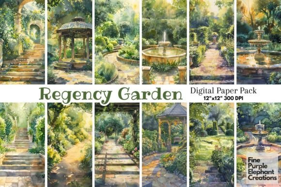 Download Watercolor Regency Lush Green Garden - Color Collection