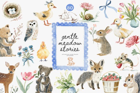 Download Watercolor Spring Nursery Clipart Set - Color Collection
