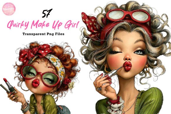 Download Watercolor Quirky Make Up Girl Clipart - Color Collection