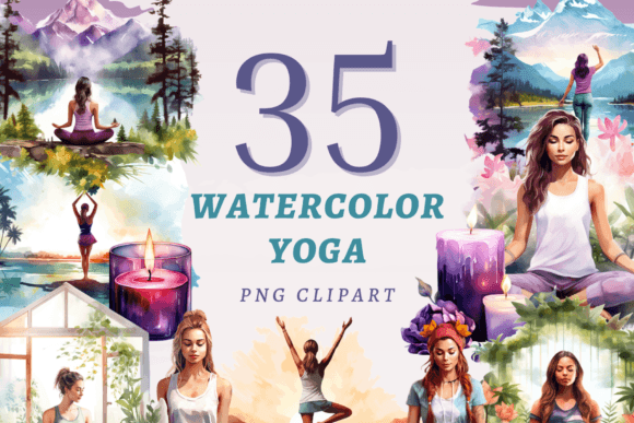 Download Watercolor Yoga PNG Bundle - Color Collection