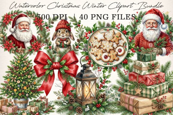 Download Watercolor Christmas Winter Clipart - Color Collection