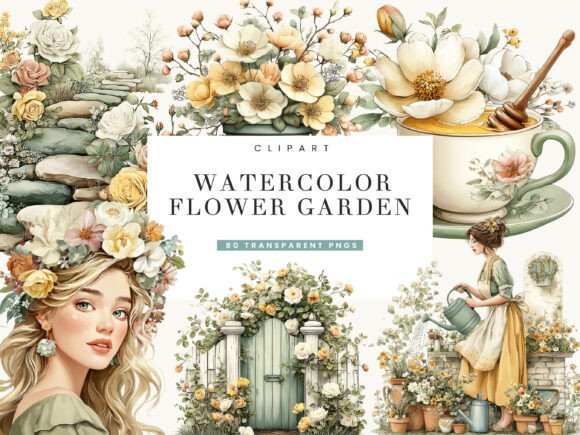 Download Watercolor Flower Garden Clipart Bundle - Color Collection