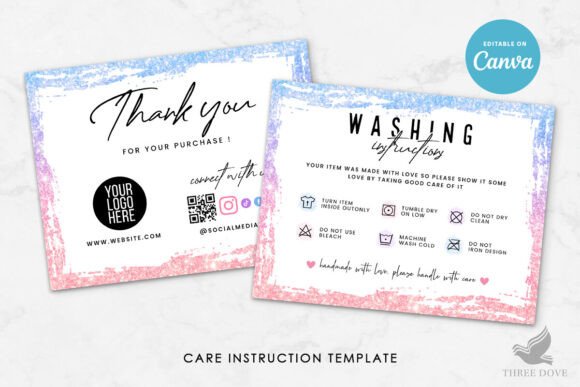 Download T-Shirt Washing Care Instruction Card - Card Collection