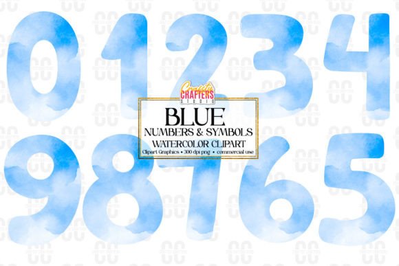 Download Blue Watercolor Numbers &amp; Symbols - Color Collection