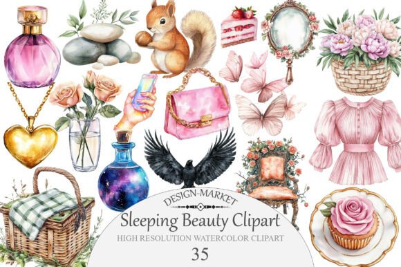 Download Watercolor Sleeping Beauty Clipart - Color Collection