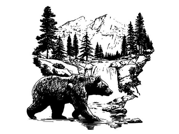 Download Waterfall Bear Mountain Forest SVG - Fall Collection