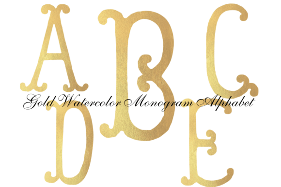 Download Gold Watercolor Monogram Alphabet PNG - Color Collection