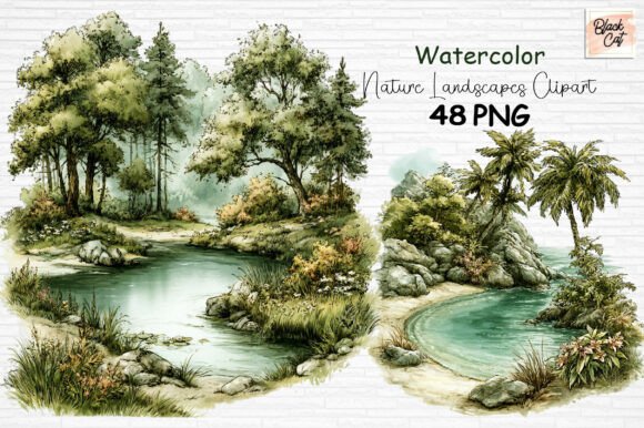 Download Watercolor Nature Landscapes Clipart PNG - Color Collection