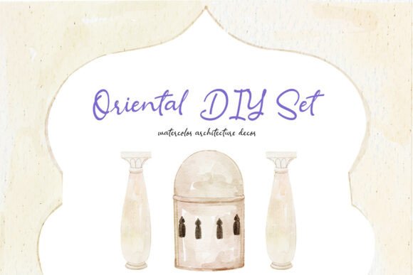 Download Oriental DIY Watercolor PNG Decor Set - Color Collection