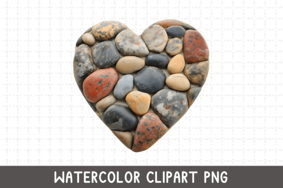 Download Pebble Shape Heart Watercolor PNG - Color Collection